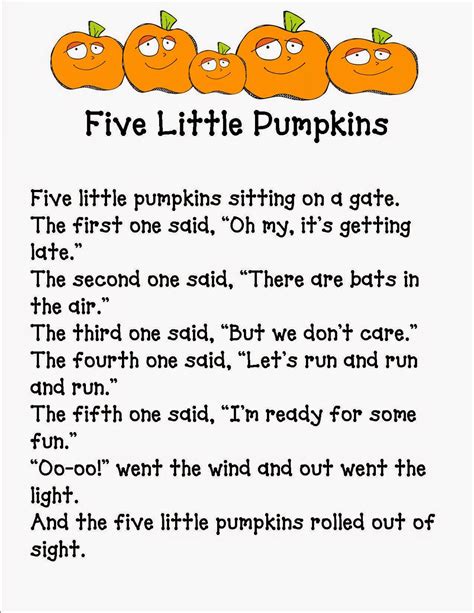 5 Little Pumpkins Poem Free Printable
